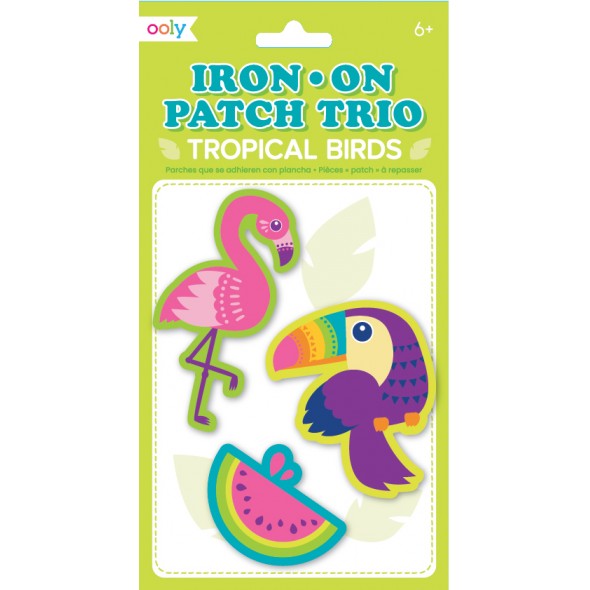 IRON ON PATCH TRIO - TROPICAL BIRDS