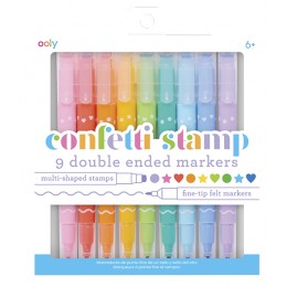CONFETTI STAMP DOUBLE ENDED MARKERS - SET OF 8